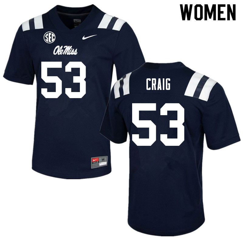 Carter Craig Ole Miss Rebels NCAA Women's Navy #53 Stitched Limited College Football Jersey ARK4358RY
